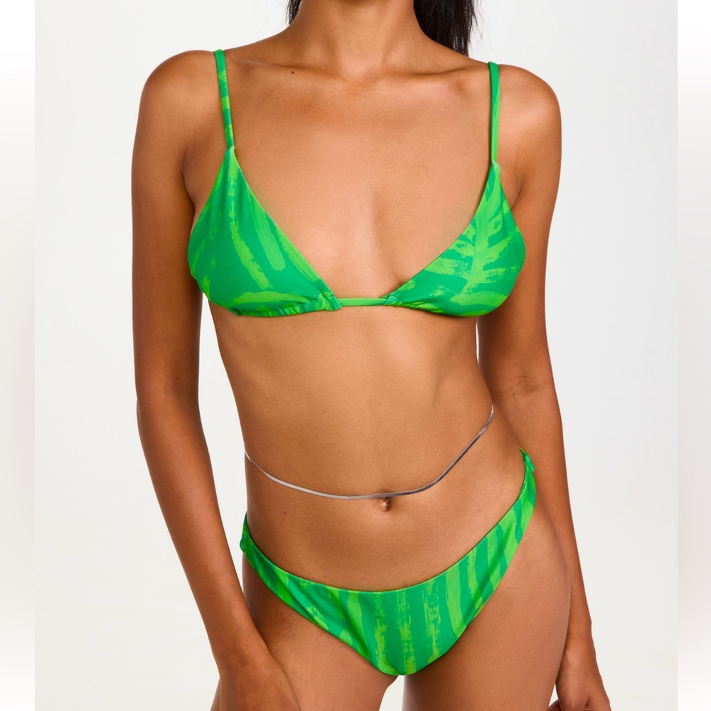 Simon Miller Green Printed Triangle Bikini